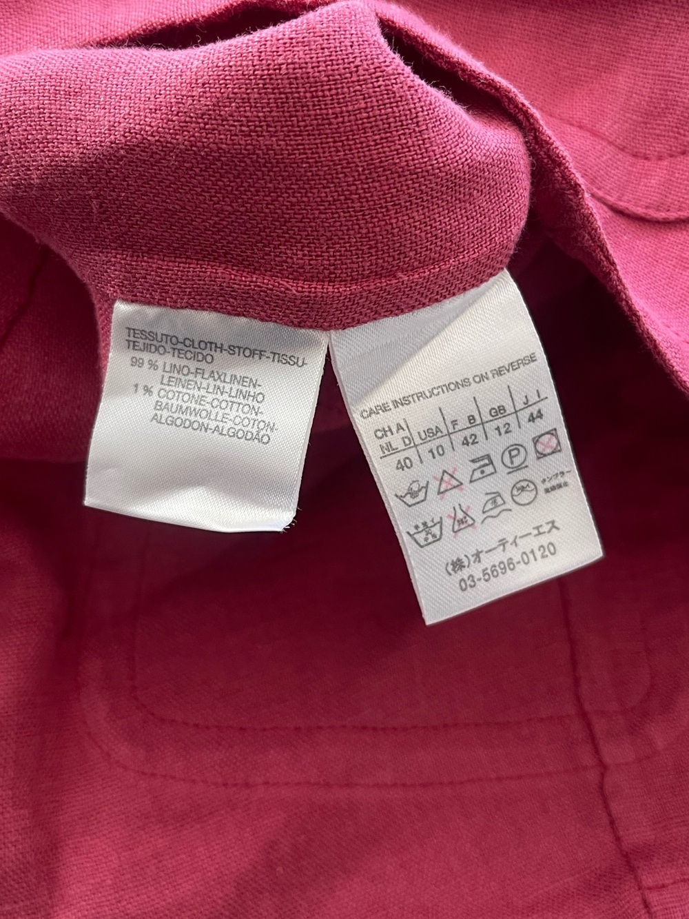 MaxMara Deep Pink Hand Sown Button-Front Linen Blazer - Picture 7 of 12